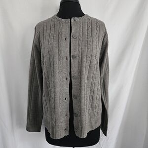 Womens Gray Cable Knit Cardigan Size Large